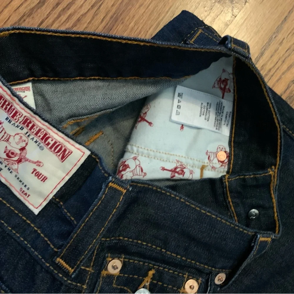 True Religion 28 x 28 Blue Denim Jeans World Tour straight 27 dark Ankle NEW - Picture 11 of 13